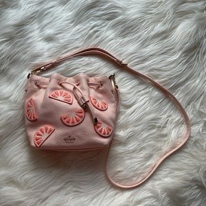 Kate Spade Flights of Fancy Grapefruit Mini Bucket Bag Crossbody